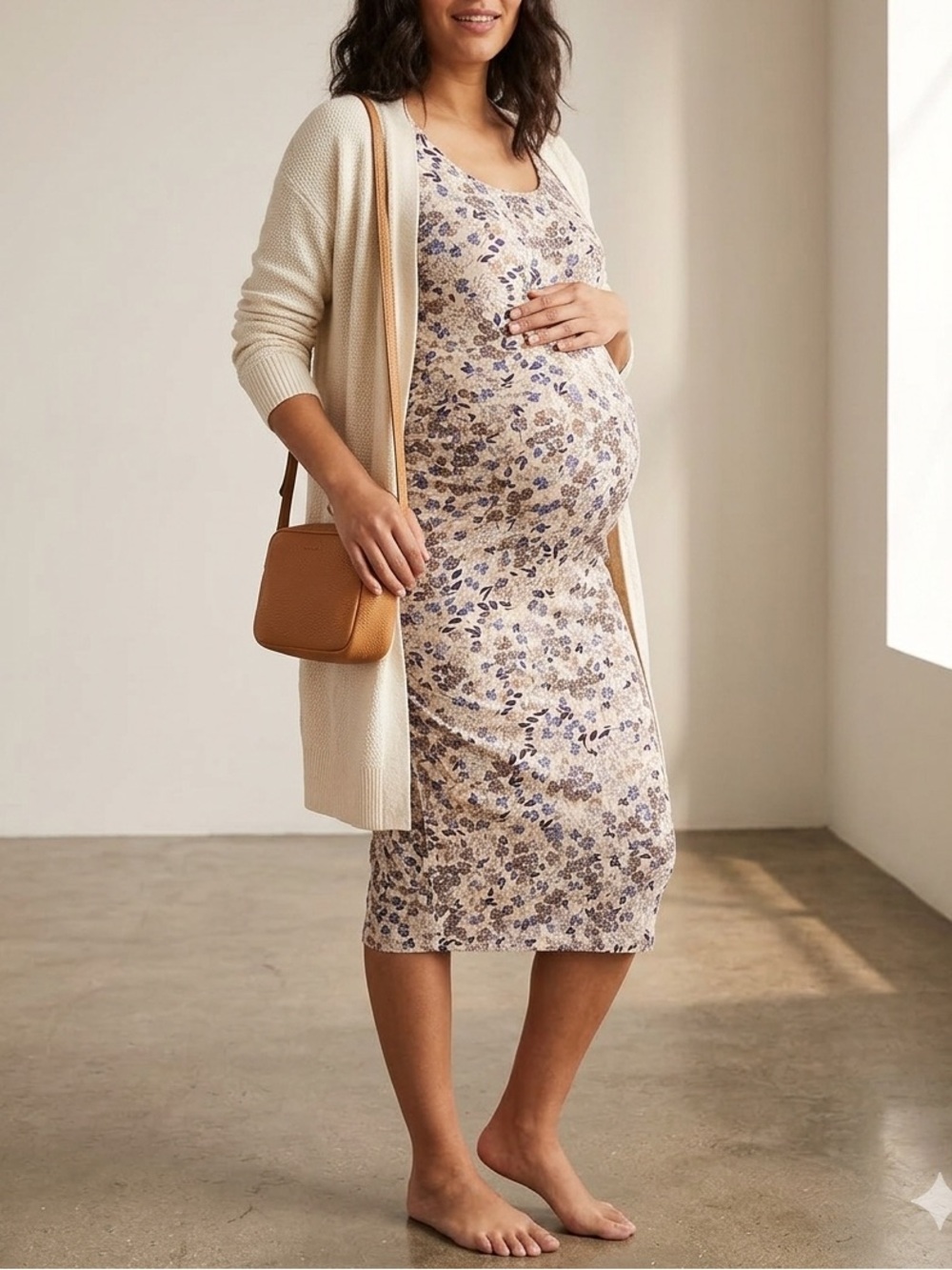 🔥$10 FINAL PRICE🔥 Seraphine Maternity Floral Print Sleeveless Midi Tank Dress🧡